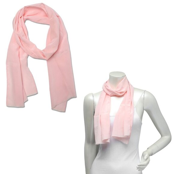 Vintage Monique Martin Sheer Pink Silky Poly  Scarf  Fringe Trim Japan 80s - Picture 8 of 8